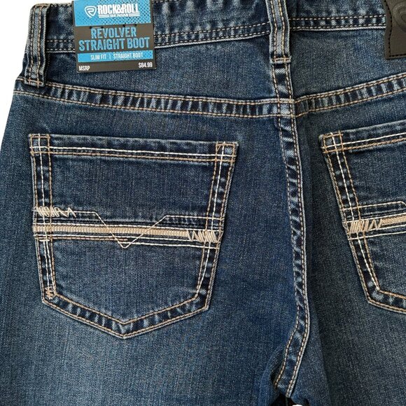 NEW Rock & Roll Denim Men's Revolver Slim Fit Straight Boot Jeans (32x34) - Picture 7 of 9